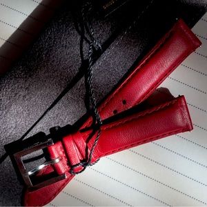 Authentic Fendi watch band, red leather 17mm wide, excellent condition, w/tag